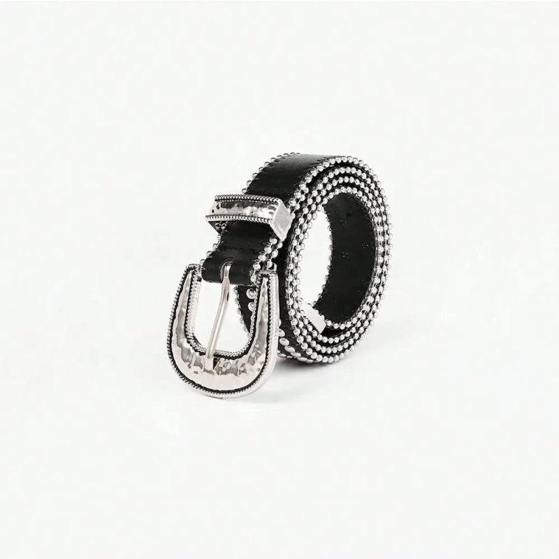 Studded Rhinestone PU Leather Belt - ShalayeFashion