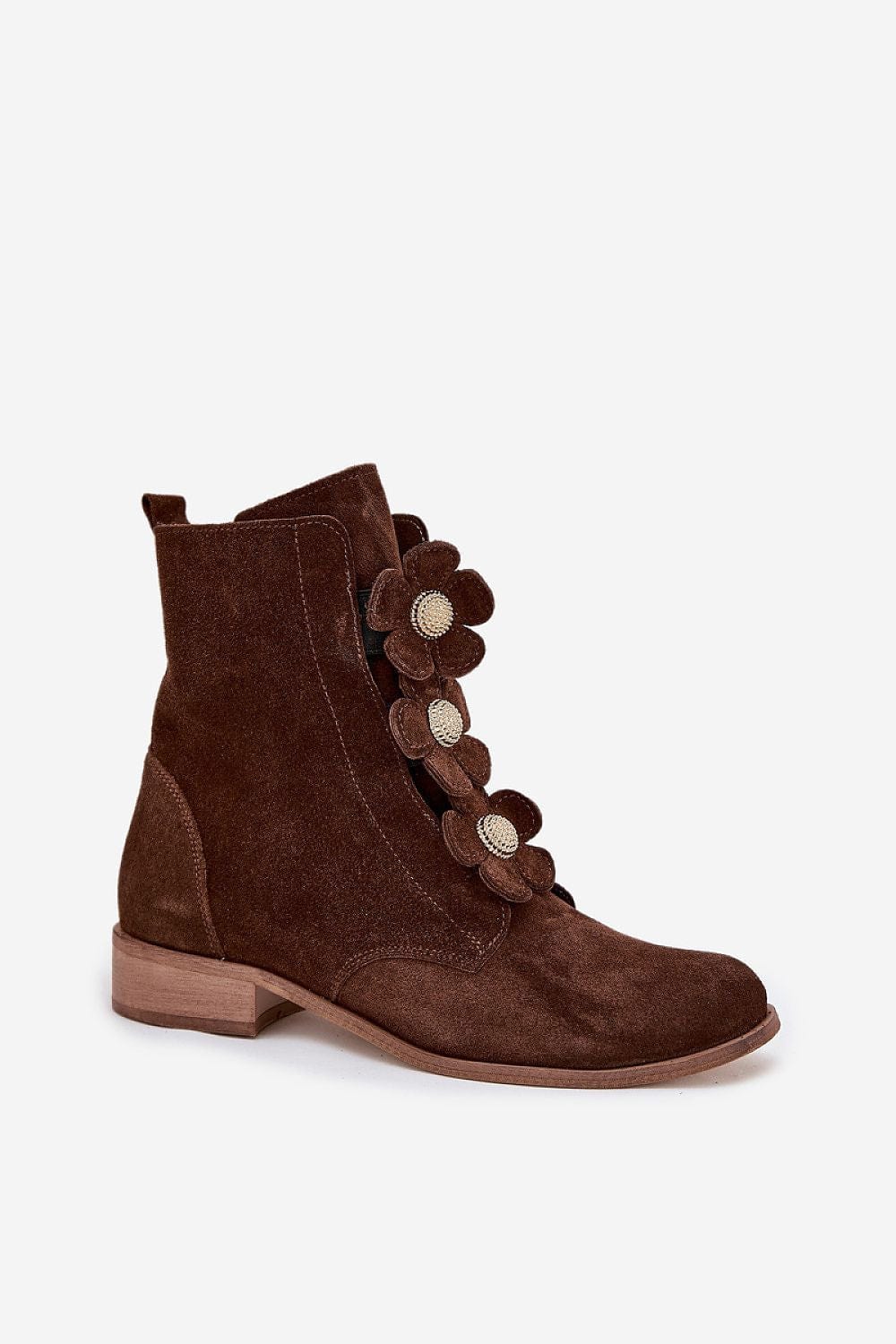 Suede Ankle Boots Women Floral Elegant - ShalayeFashion