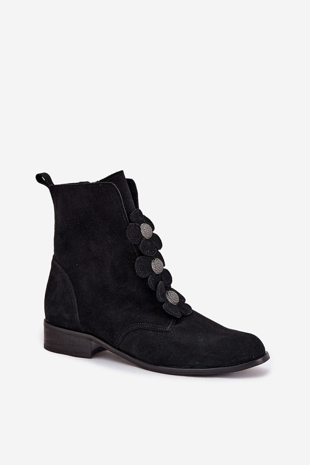 Suede Ankle Boots Women Floral Elegant - ShalayeFashion