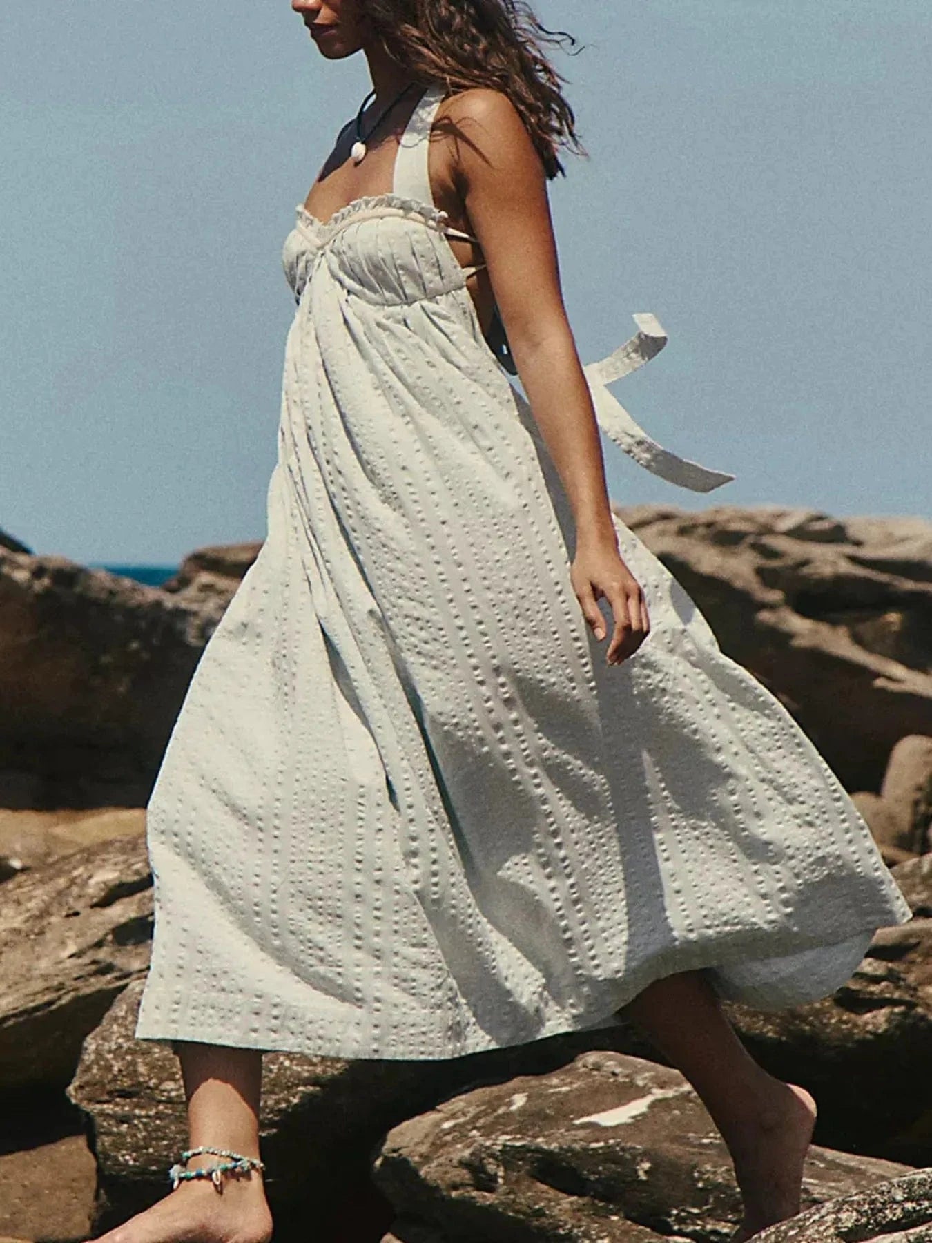 Sweetheart Neck Midi Dress - ShalayeFashion