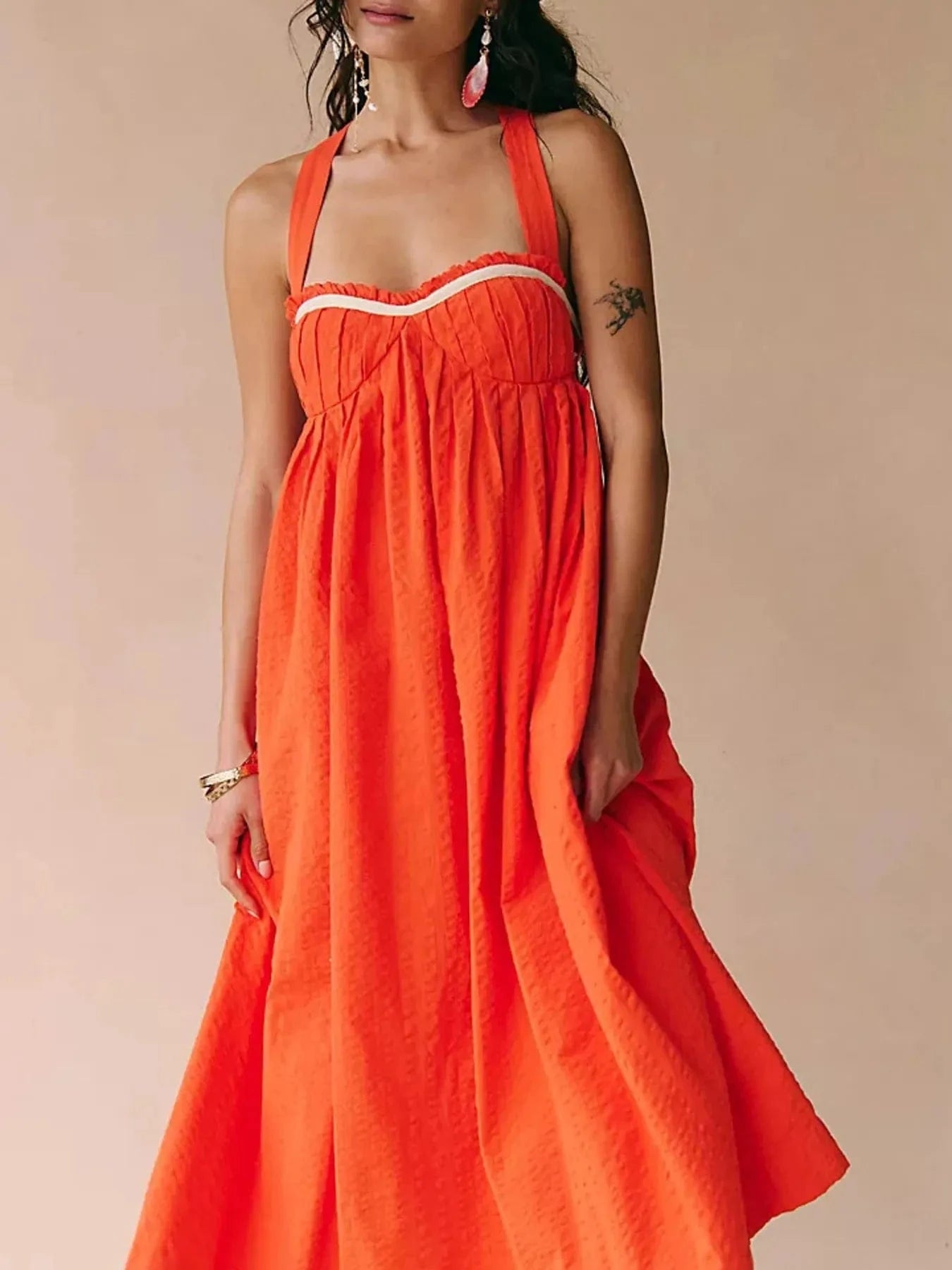 Sweetheart Neck Midi Dress - ShalayeFashion