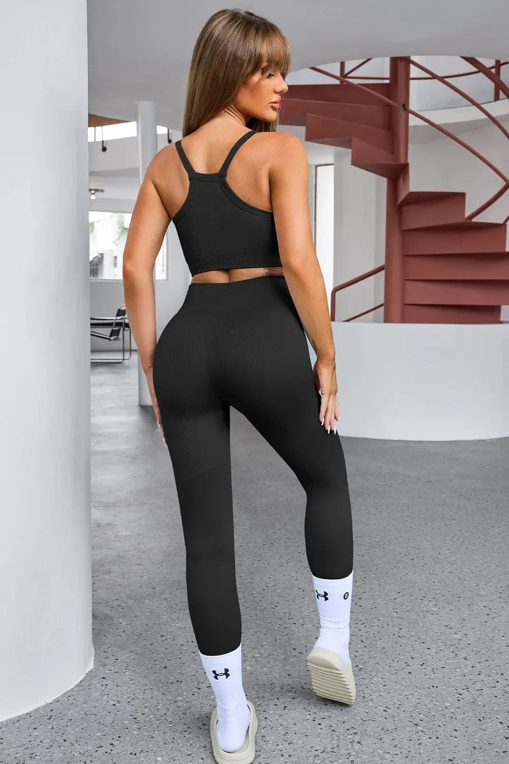 Tank Cropped Active Top and Pants Set - ShalayeFashion