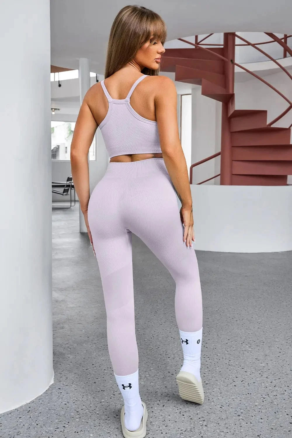 Tank Cropped Active Top and Pants Set - ShalayeFashion