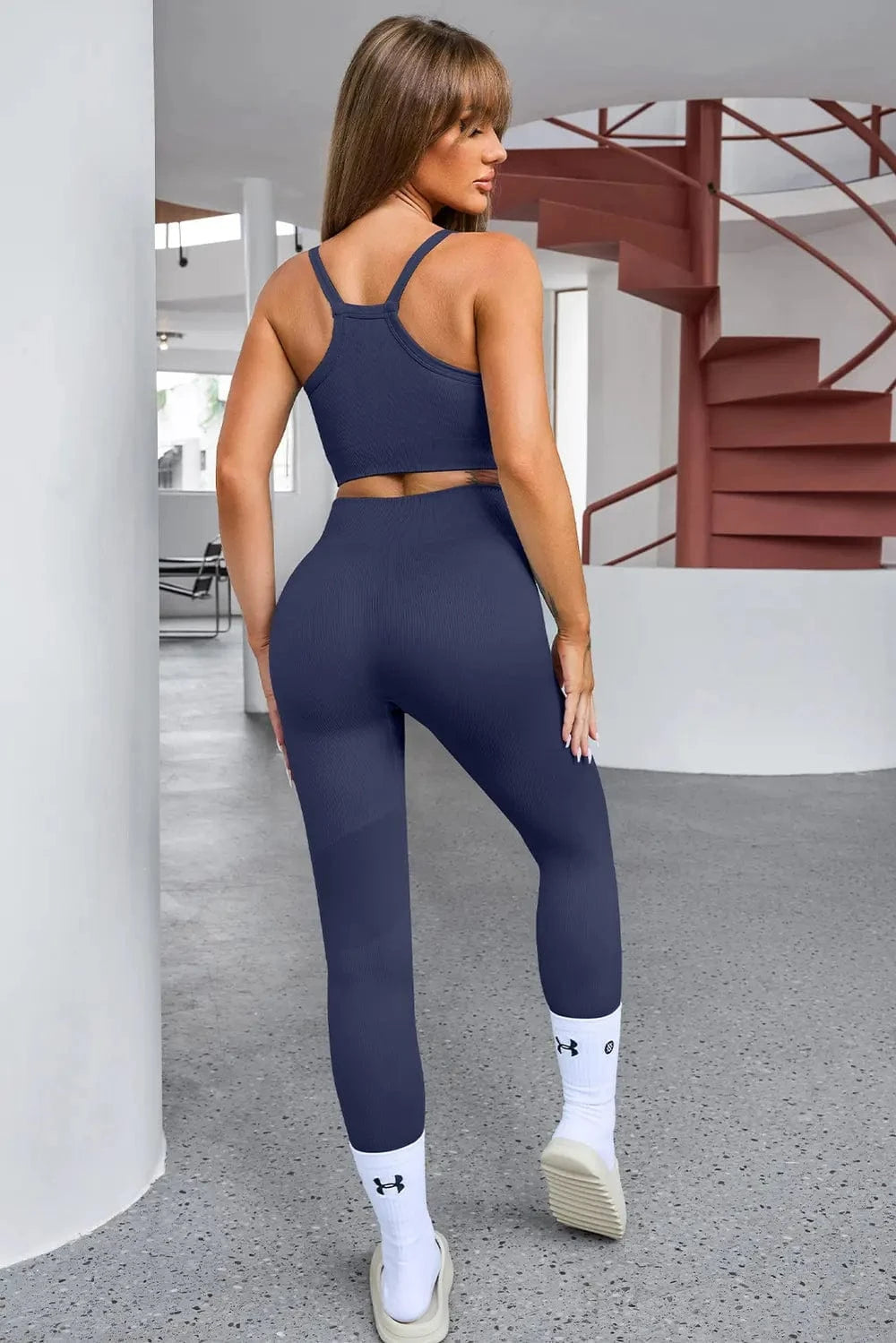 Tank Cropped Active Top and Pants Set - ShalayeFashion