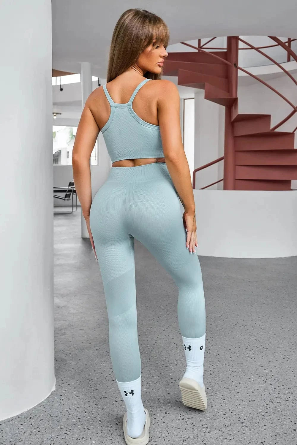 Tank Cropped Active Top and Pants Set - ShalayeFashion