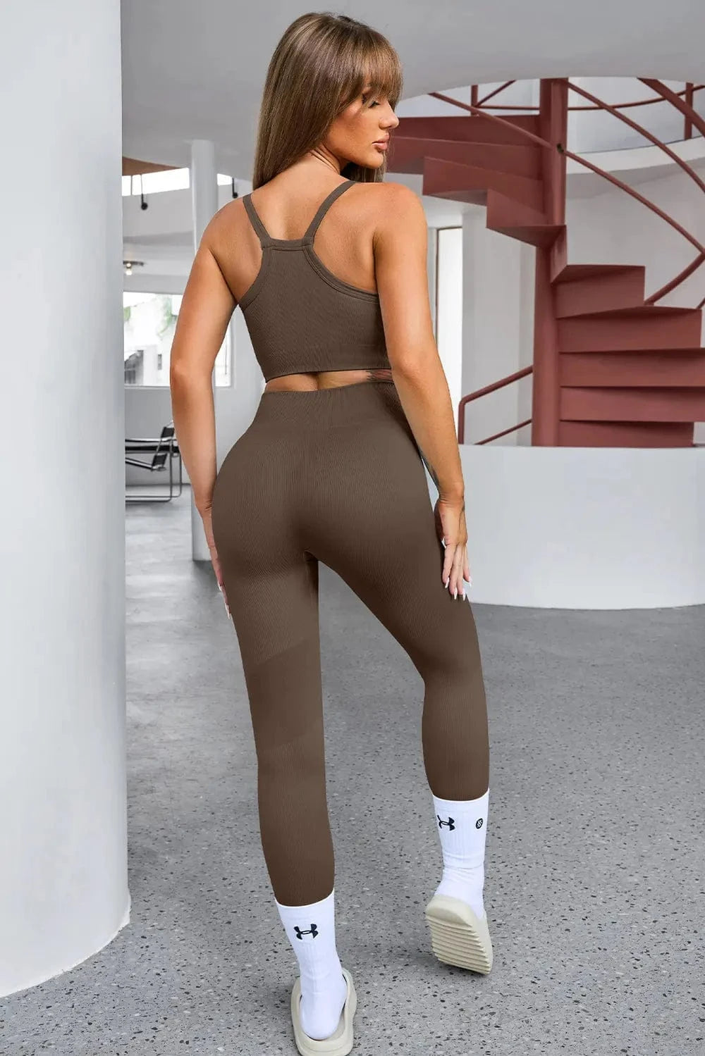 Tank Cropped Active Top and Pants Set - ShalayeFashion