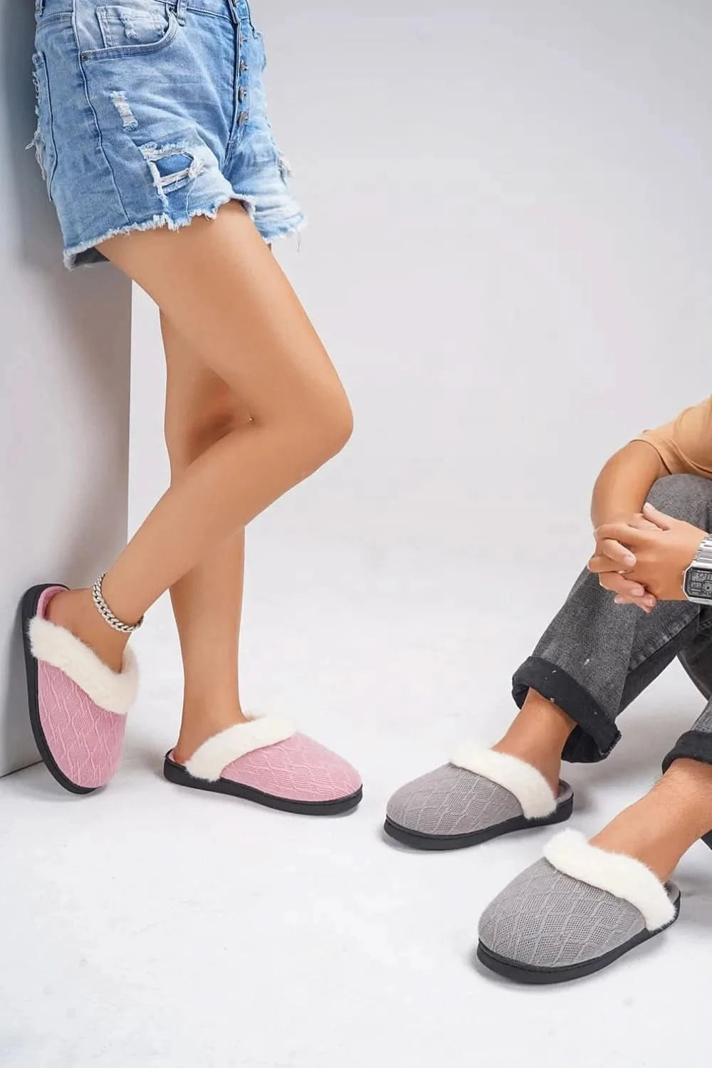 Thermal Faux Fur Round Toe Slippers - ShalayeFashion