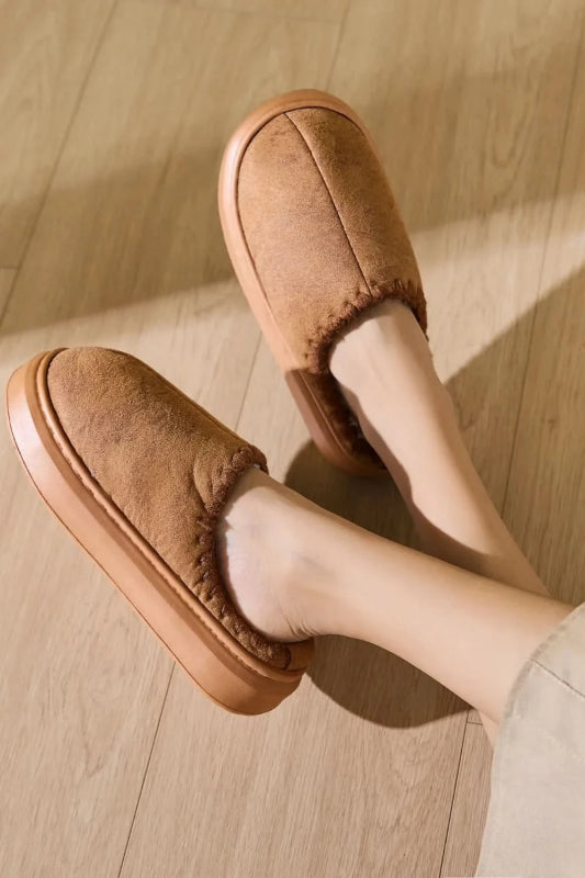 Thermal Round Toe Platform Slippers - ShalayeFashion