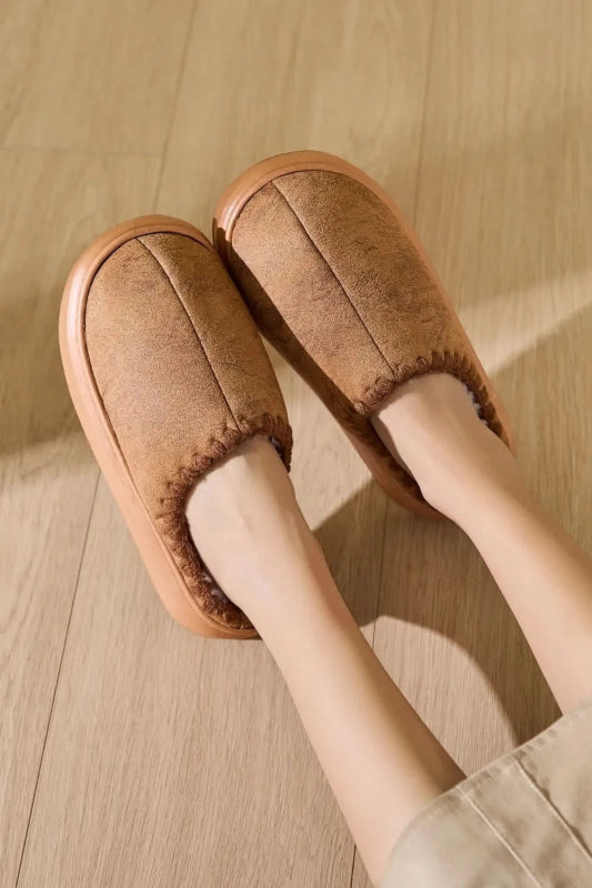 Thermal Round Toe Platform Slippers - ShalayeFashion