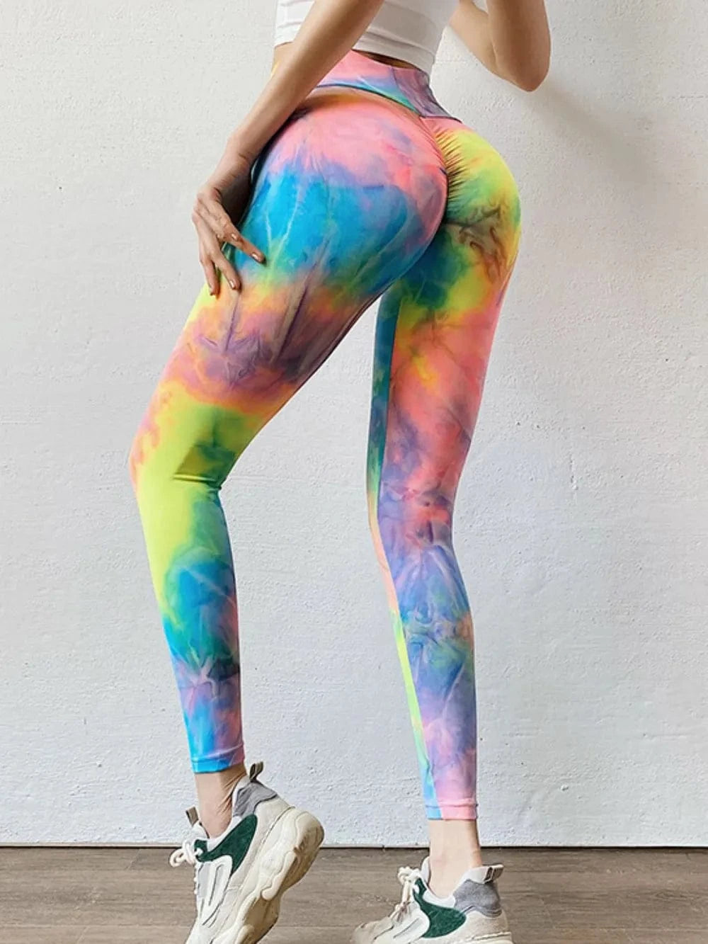 Tie - Dye High Waist Active Leggings - ShalayeFashion