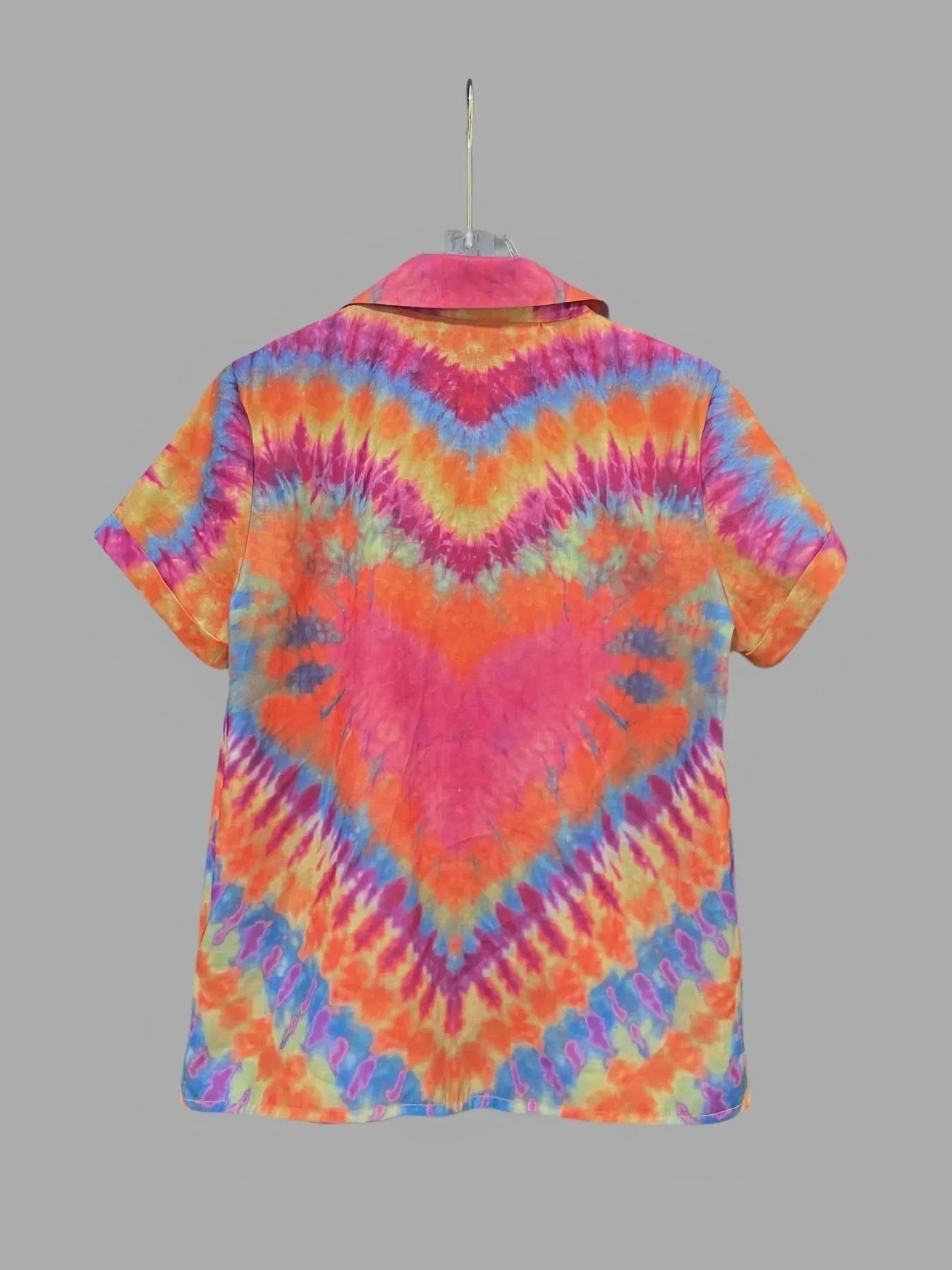 Tie - Dye Short Sleeve Button - Up Shirt - ShalayeFashion