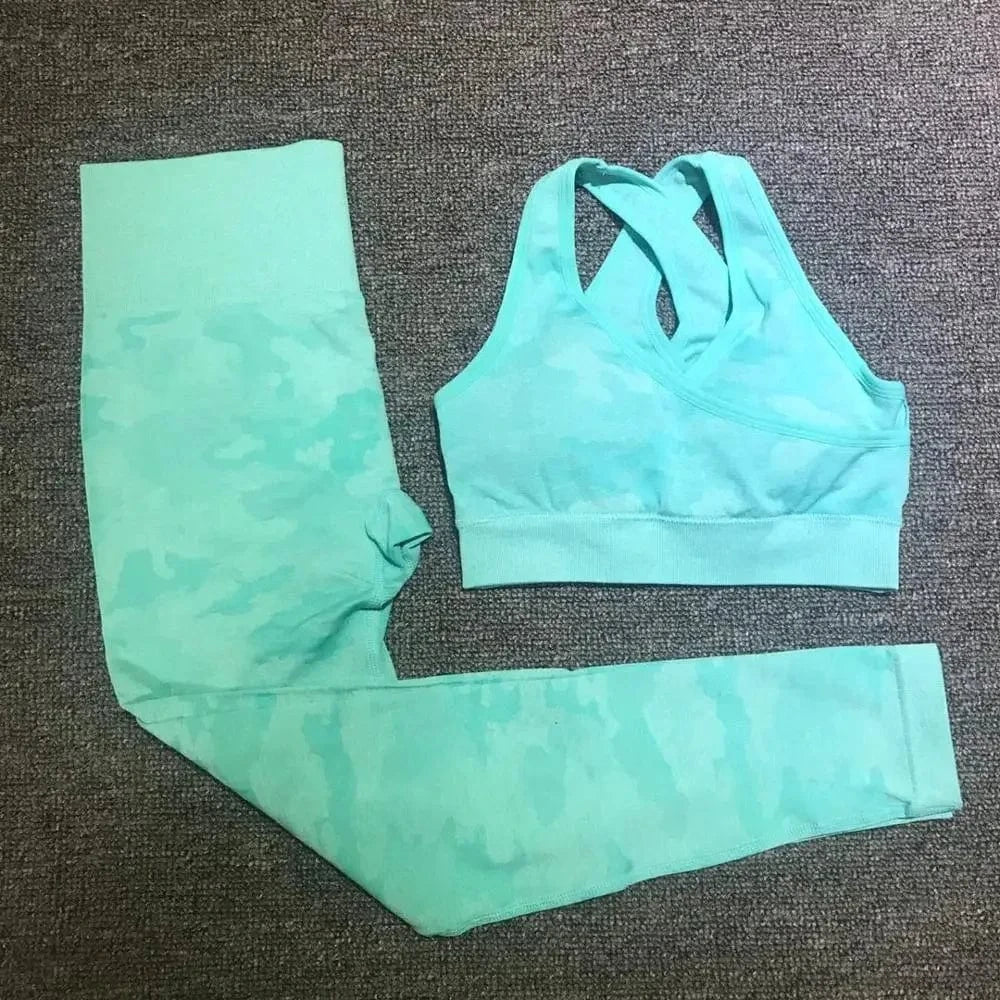 Tie Dye Yoga Set Women Two Piece - ShalayeFashion