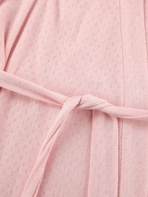 Tie Waist Kimono Sleeve Lounge Nightgown - ShalayeFashion