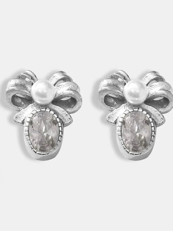Titanium Steel Bow Stud Earrings - ShalayeFashion