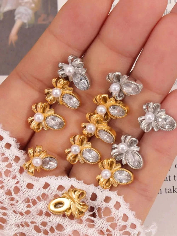 Titanium Steel Bow Stud Earrings - ShalayeFashion