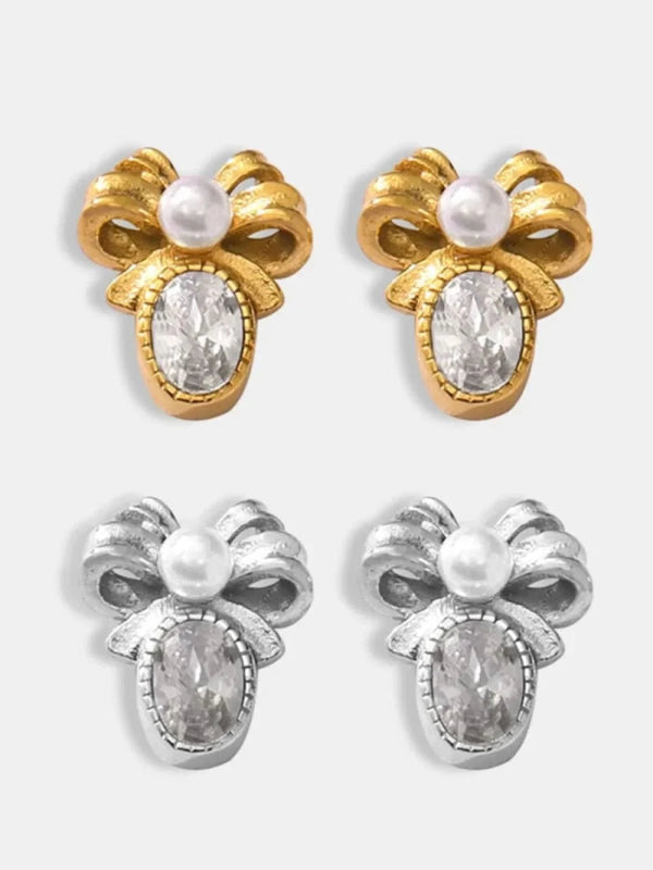 Titanium Steel Bow Stud Earrings - ShalayeFashion