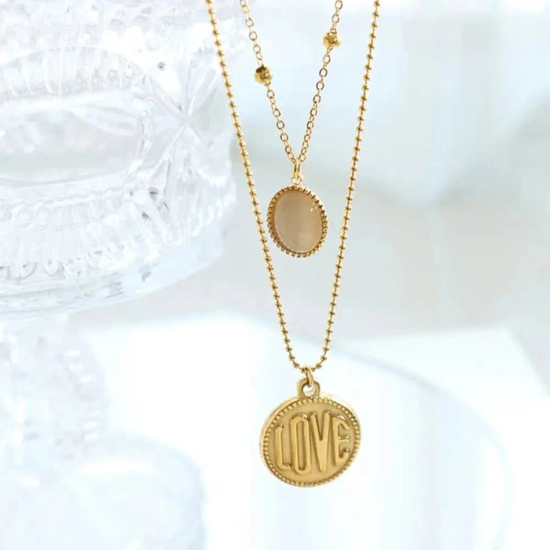Titanium Steel Double - Layered Necklace - ShalayeFashion