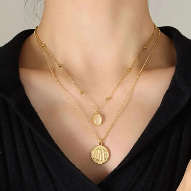 Titanium Steel Double - Layered Necklace - ShalayeFashion