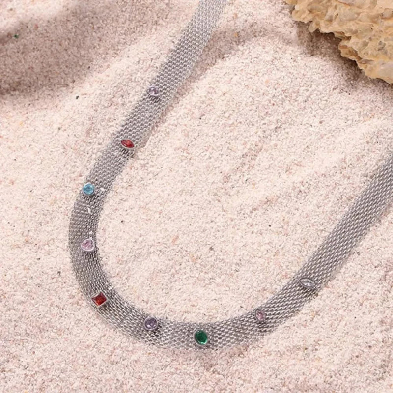 Titanium Steel Zircon Necklace - ShalayeFashion