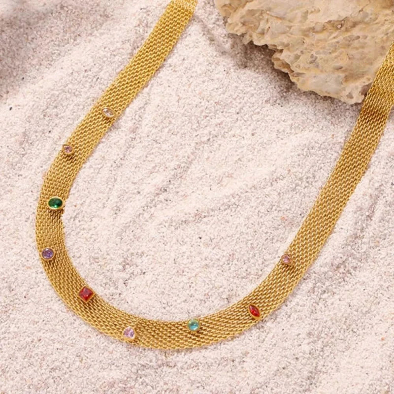 Titanium Steel Zircon Necklace - ShalayeFashion