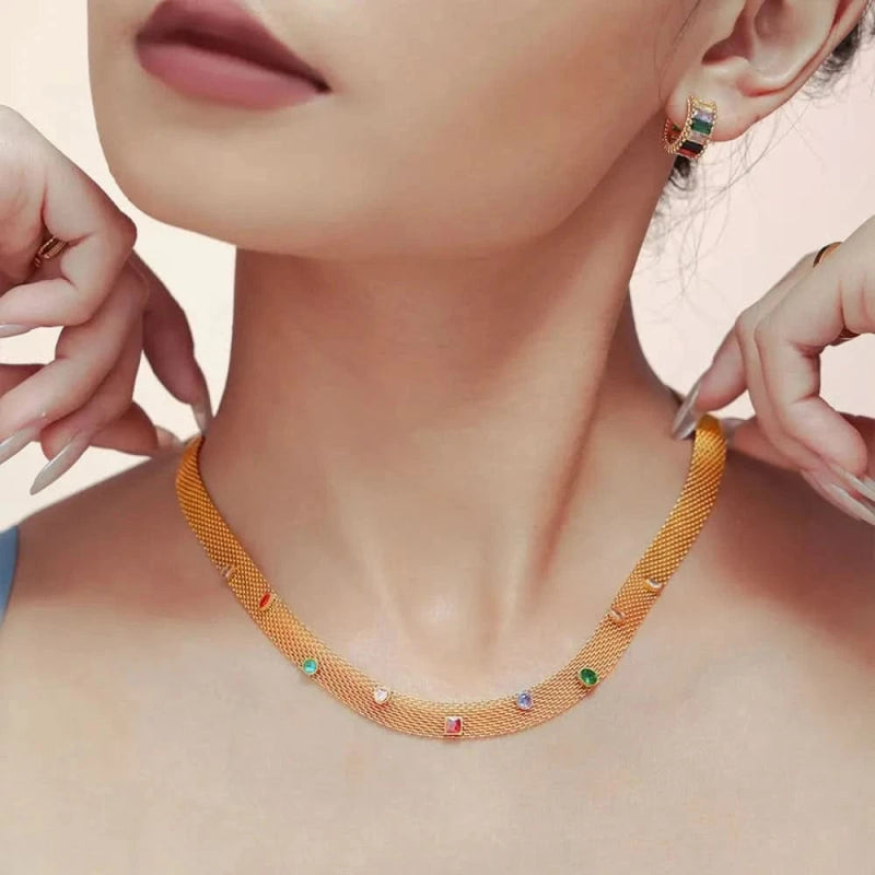 Titanium Steel Zircon Necklace - ShalayeFashion