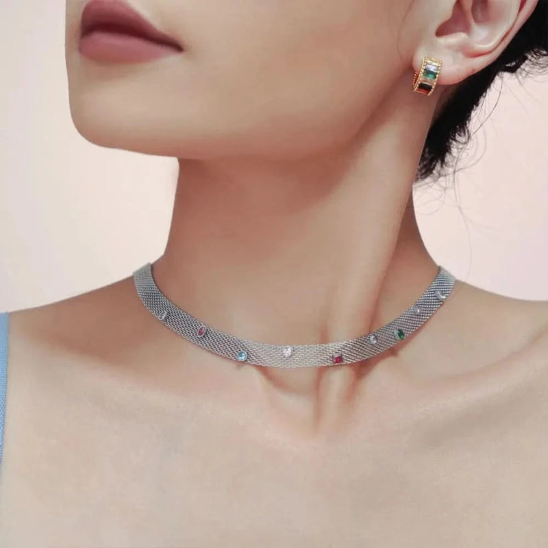 Titanium Steel Zircon Necklace - ShalayeFashion