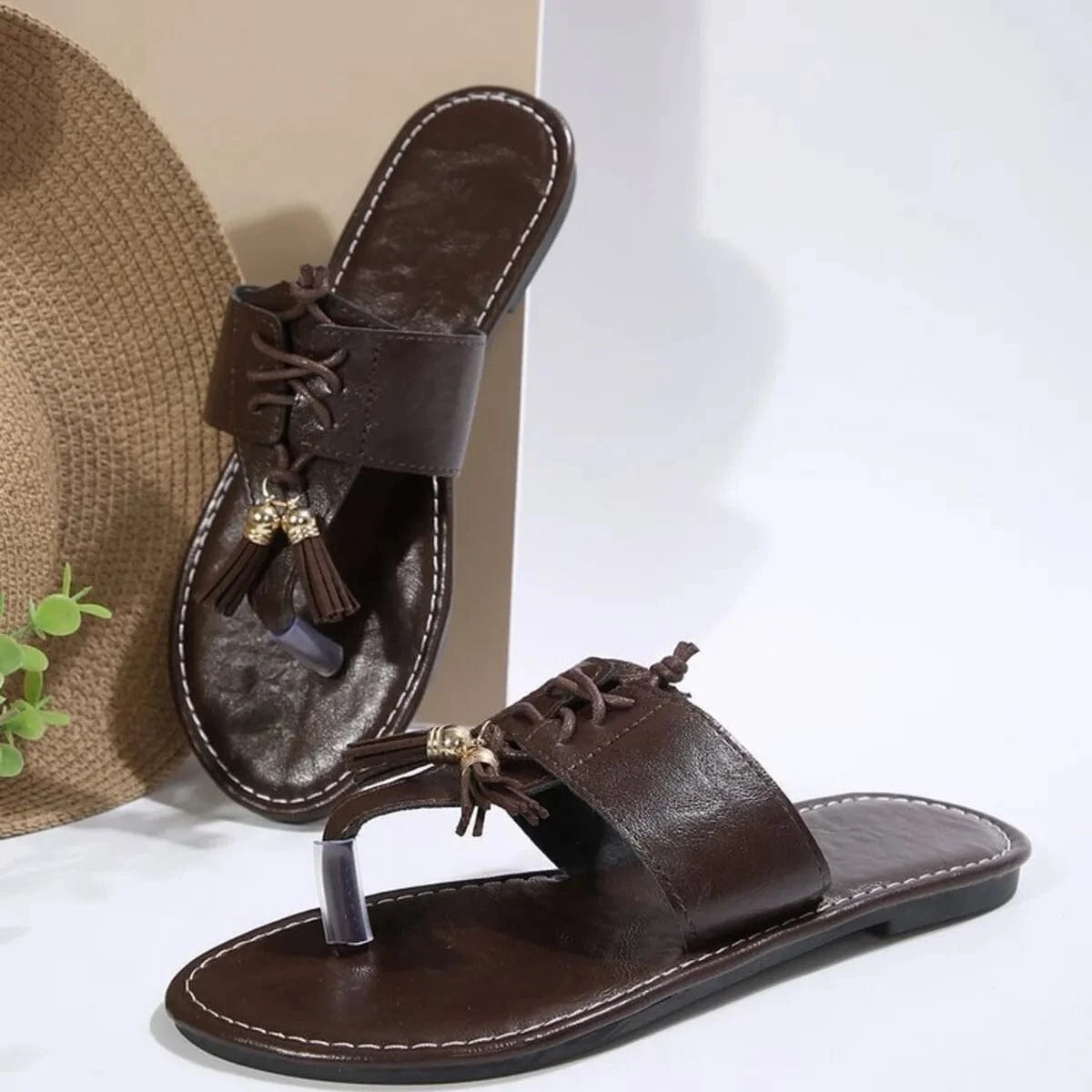 Toe Post Flats Sandals - ShalayeFashion