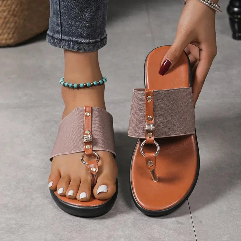 Toe Post Wedge Sandals - ShalayeFashion