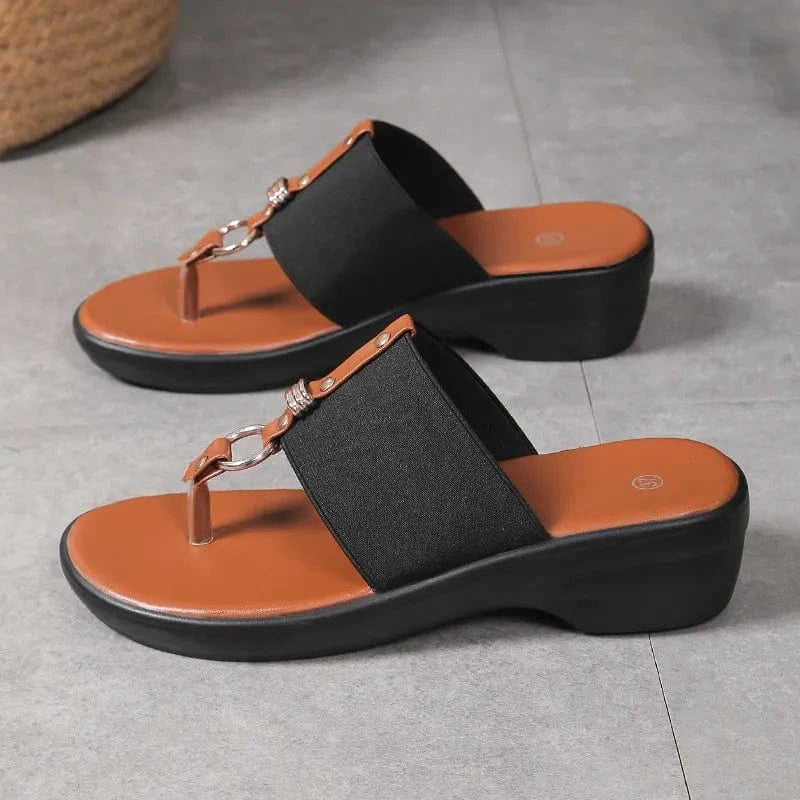 Toe Post Wedge Sandals - ShalayeFashion