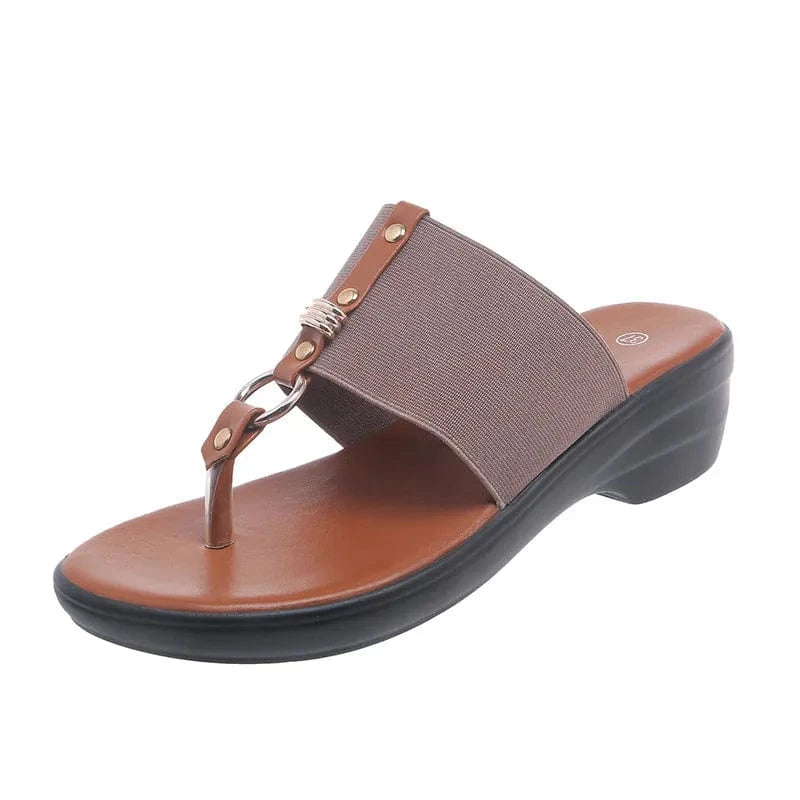 Toe Post Wedge Sandals - ShalayeFashion