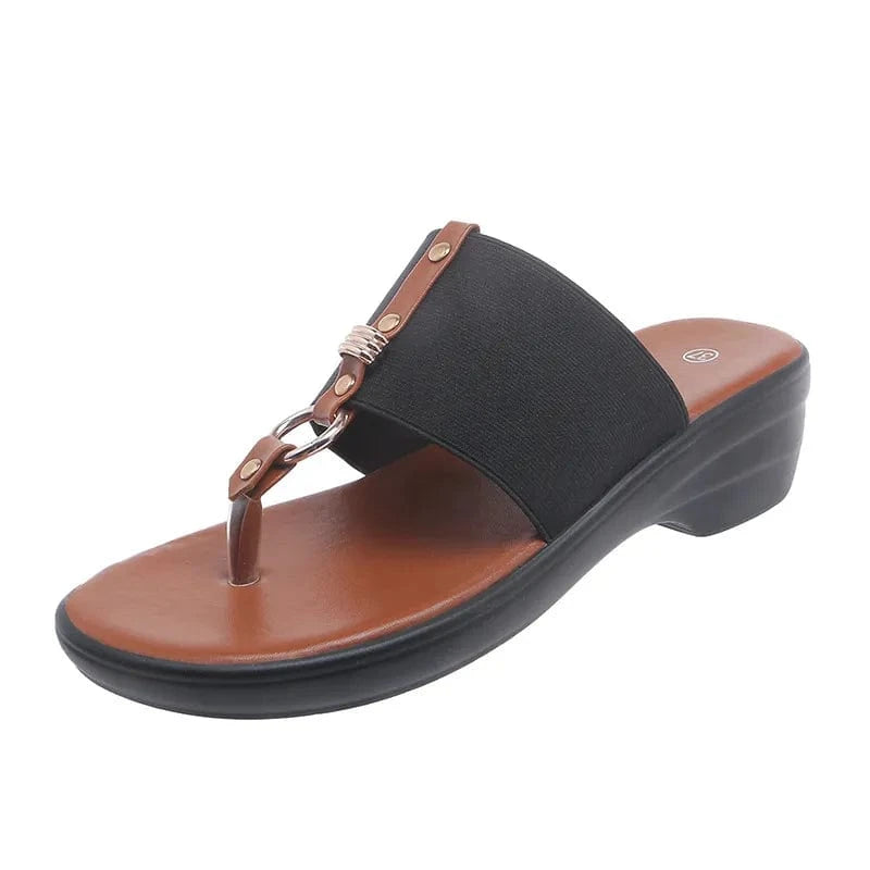 Toe Post Wedge Sandals - ShalayeFashion
