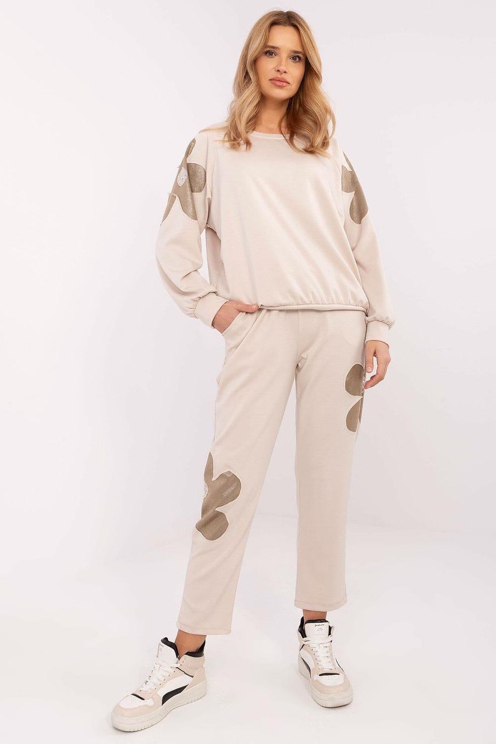 Tracksuit Set Flower Inserts Zircons Round - ShalayeFashion