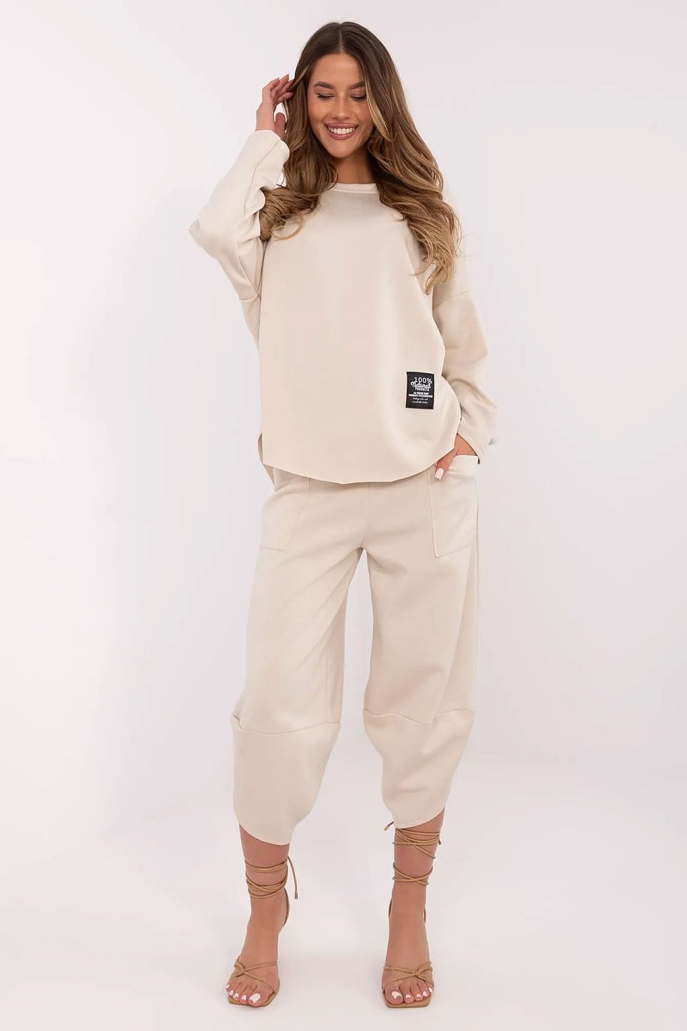 Tracksuit Set Patch Bottom High Waist - ShalayeFashion