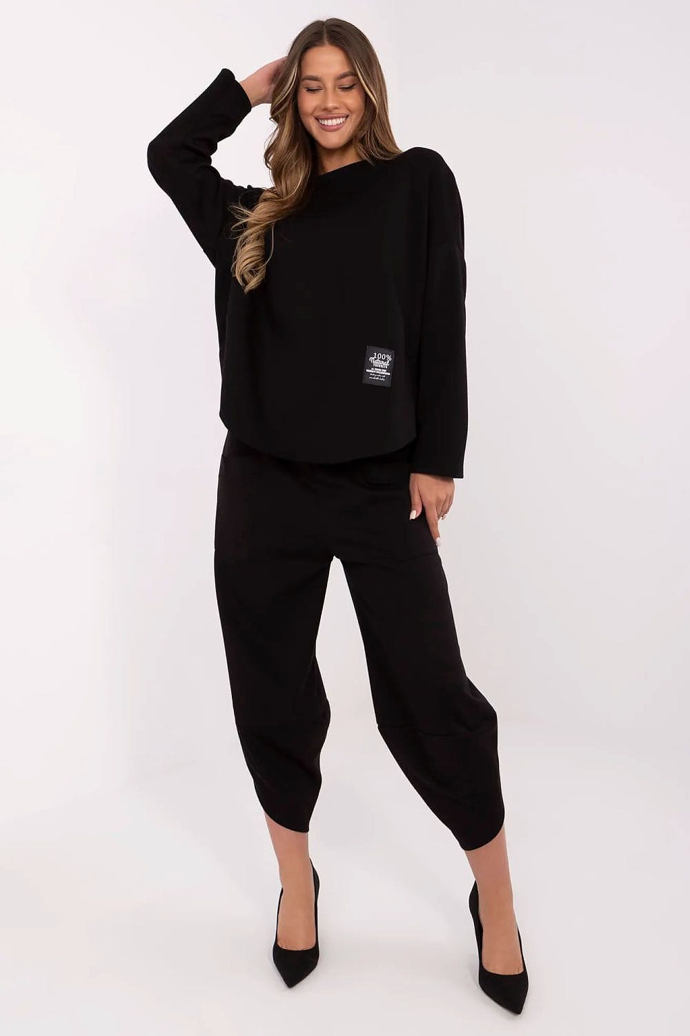 Tracksuit Set Patch Bottom High Waist - ShalayeFashion