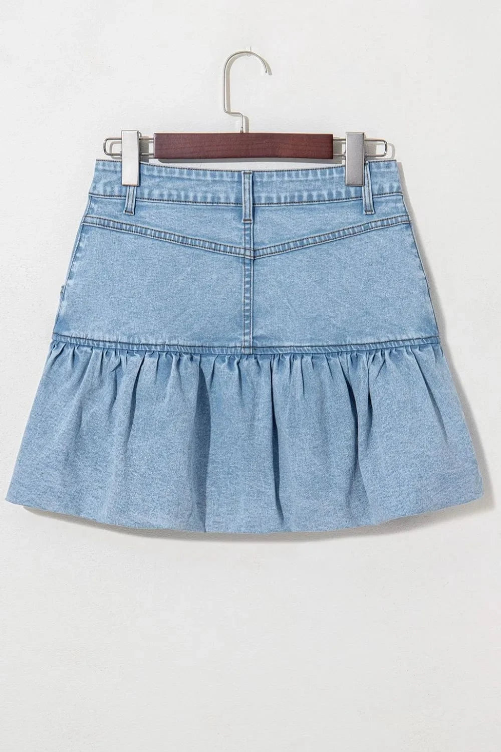 Trendy Bubble Hem Denim Mini Skirt - ShalayeFashion