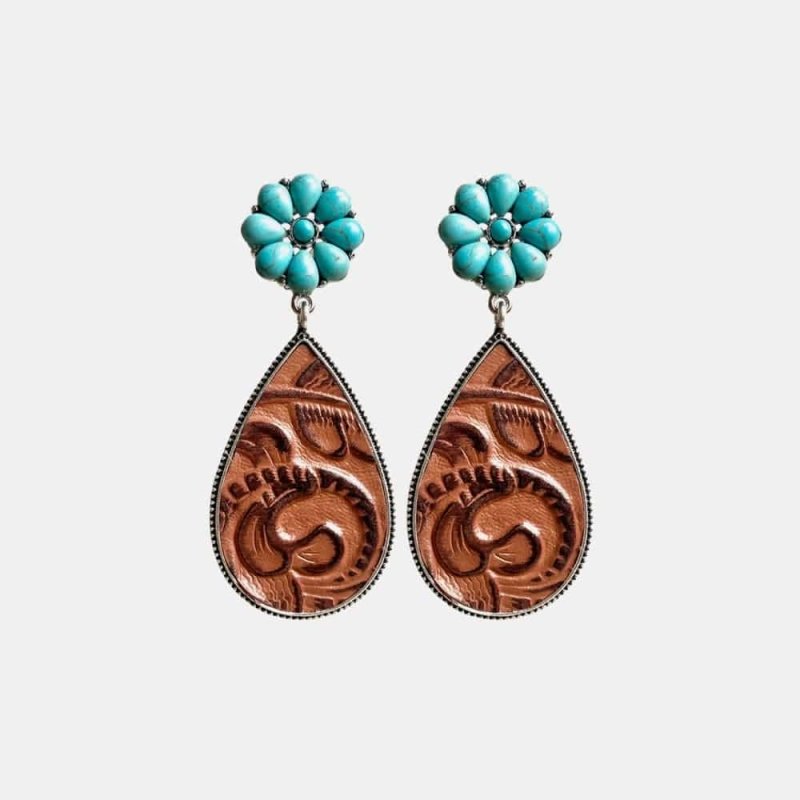 Turquoise Flower Teardrop Earrings - ShalayeFashion
