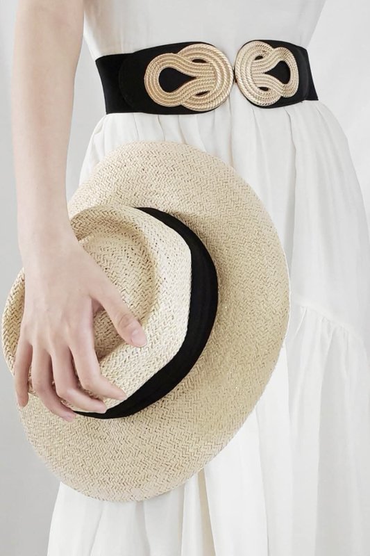 Twisted Alloy Buckle Wide Belt - ShalayeFashion