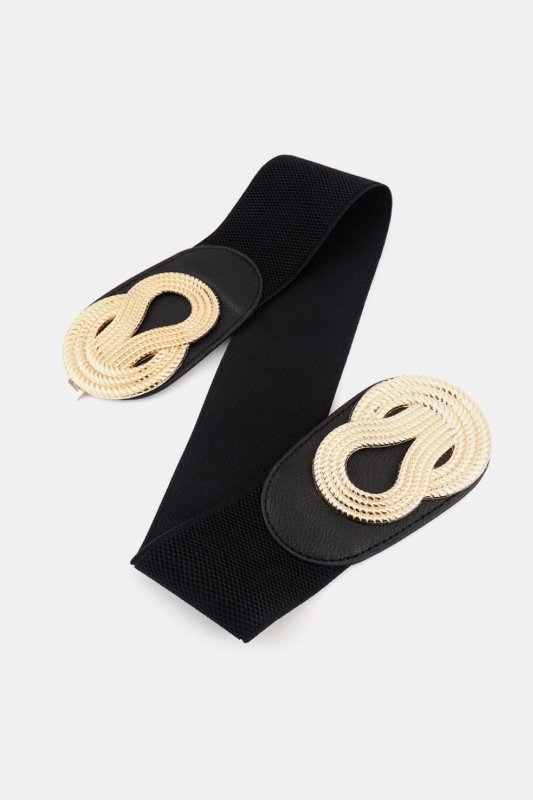 Twisted Alloy Buckle Wide Belt - ShalayeFashion