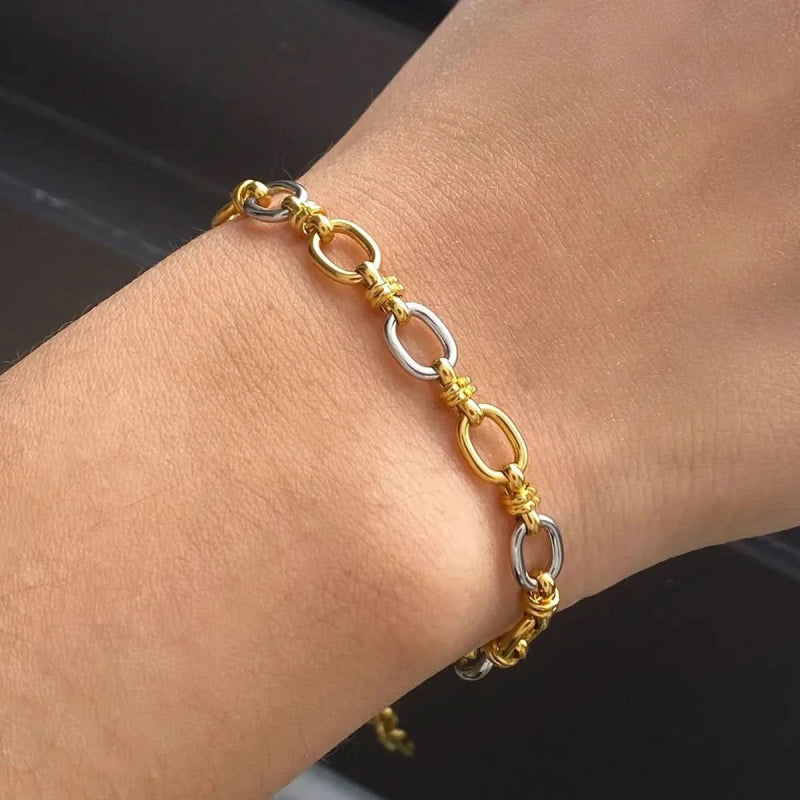 Two - Tone Chain Link Jewelry Set - ShalayeFashion
