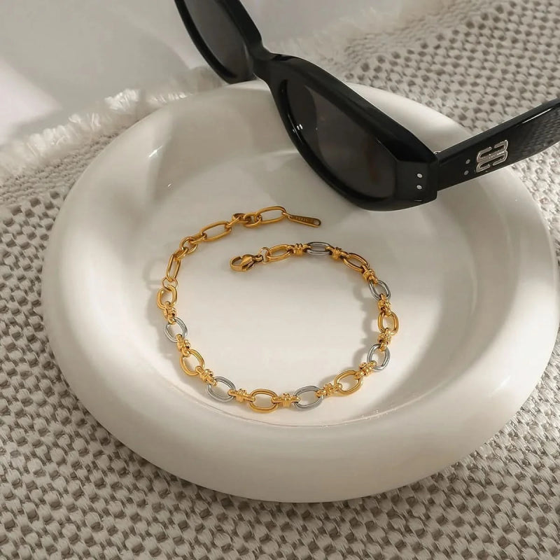 Two - Tone Chain Link Jewelry Set - ShalayeFashion