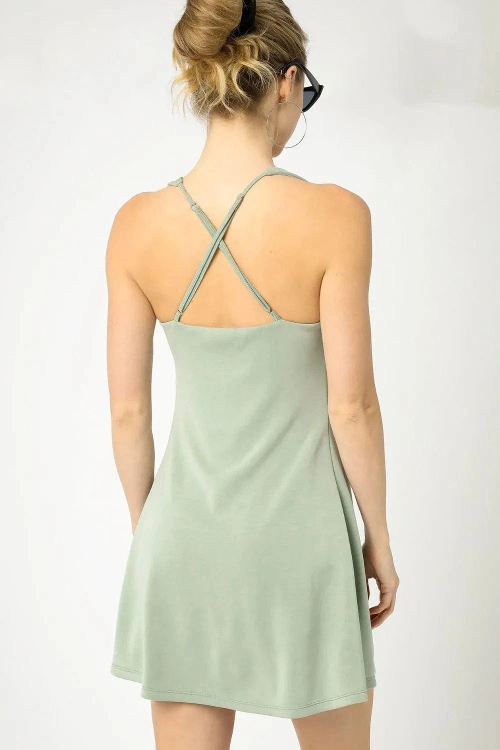 Umgee Crisscross Square Neck Active Dress - ShalayeFashion