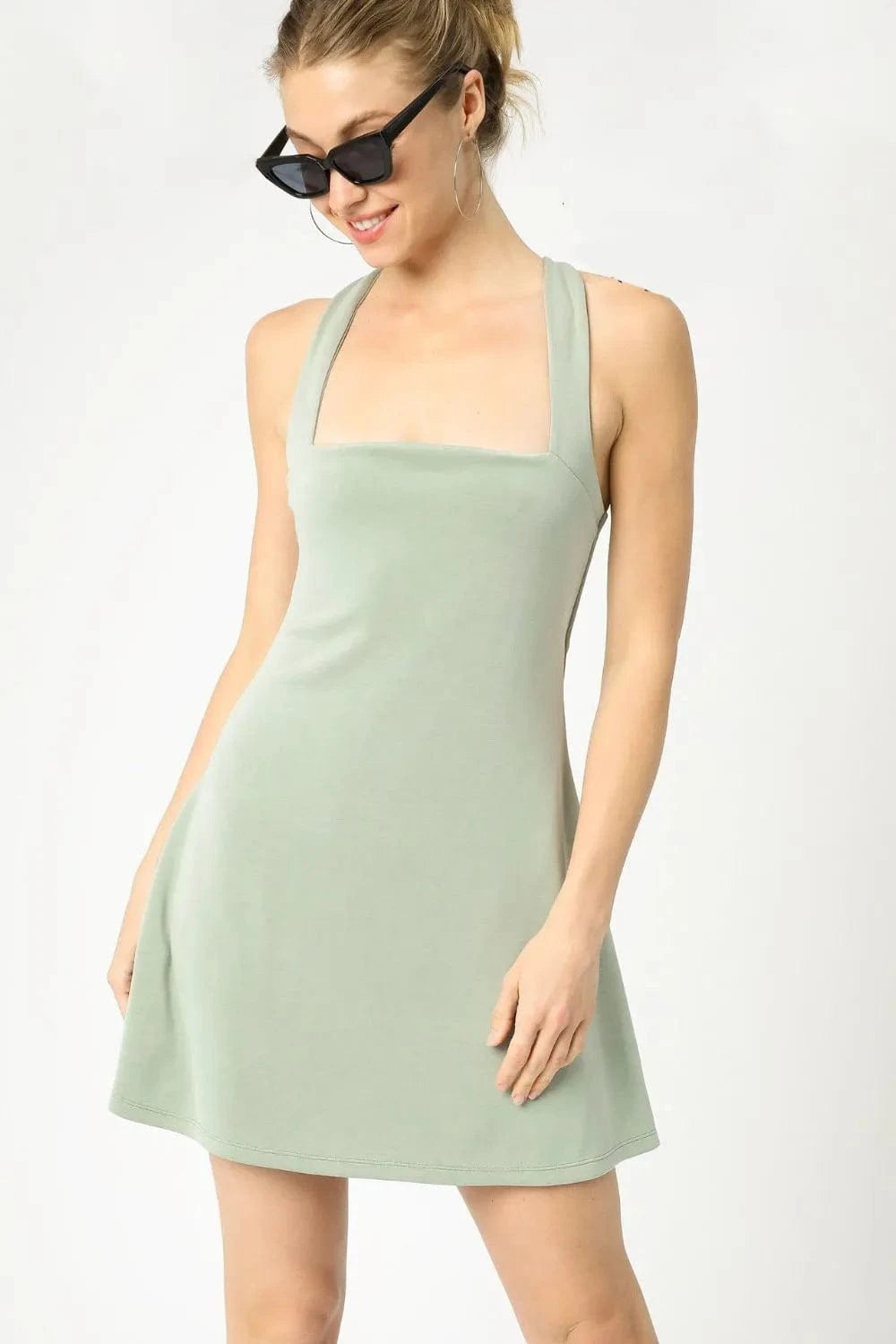Umgee Crisscross Square Neck Active Dress - ShalayeFashion