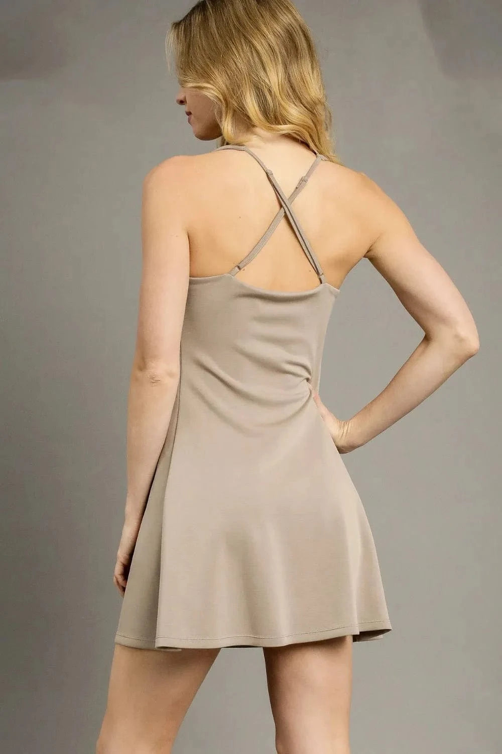 Umgee Crisscross Square Neck Active Dress - ShalayeFashion