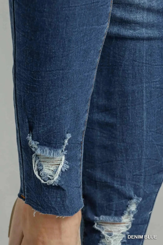 Umgee Distressed Skinny Jeans with Pockets - ShalayeFashion