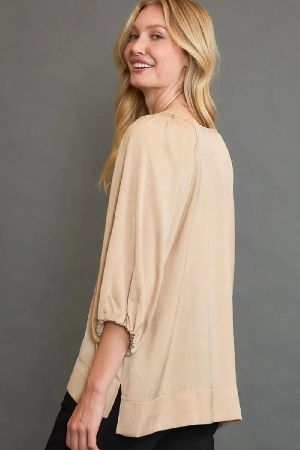 Umgee Full Size Crinkled Satin Top Plus Size - ShalayeFashion