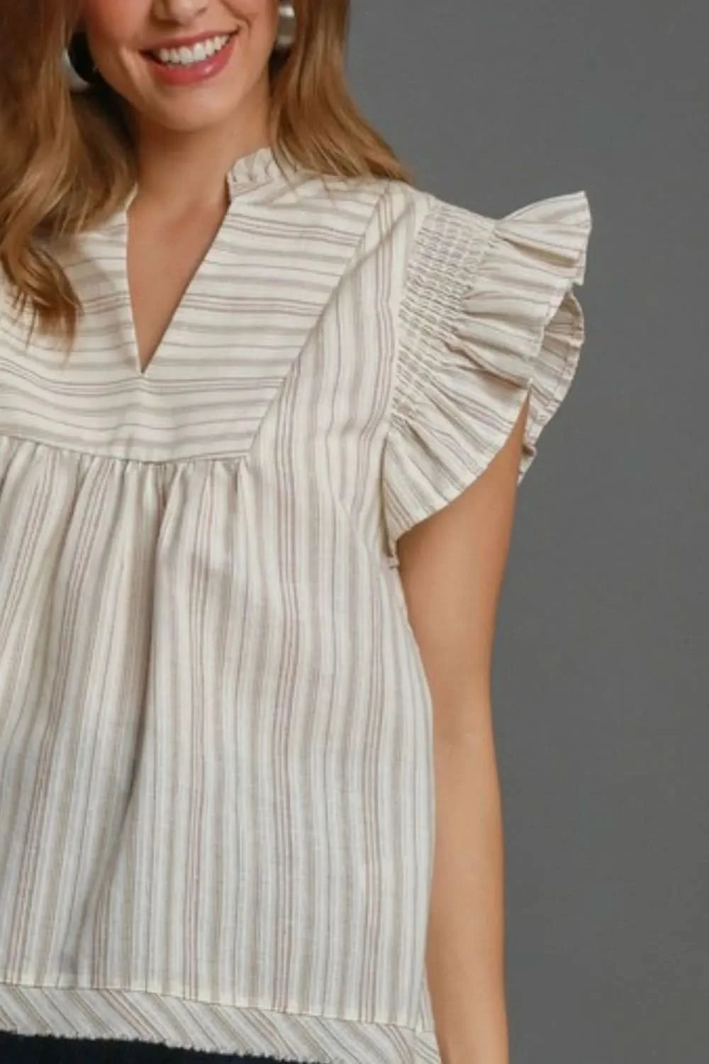 Umgee Full Size Striped Babydoll Top Plus Size - ShalayeFashion