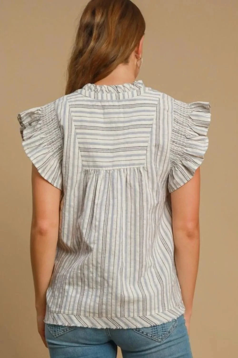 Umgee Full Size Striped Babydoll Top Plus Size - ShalayeFashion