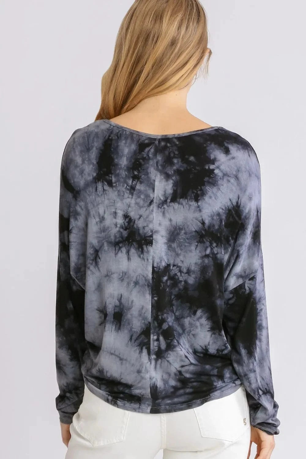 Umgee Full Size Tie Dye Lightweight Long Sleeve Top Plus Size - ShalayeFashion