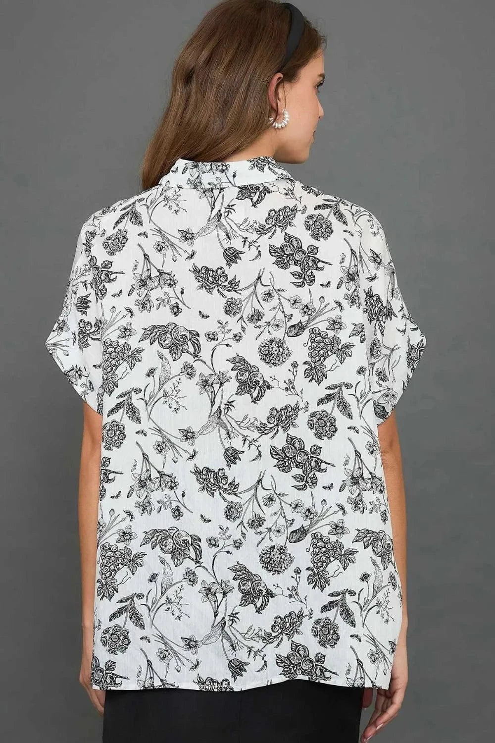 Umgee Full Size Two Tone Floral Print Top Plus Size - ShalayeFashion