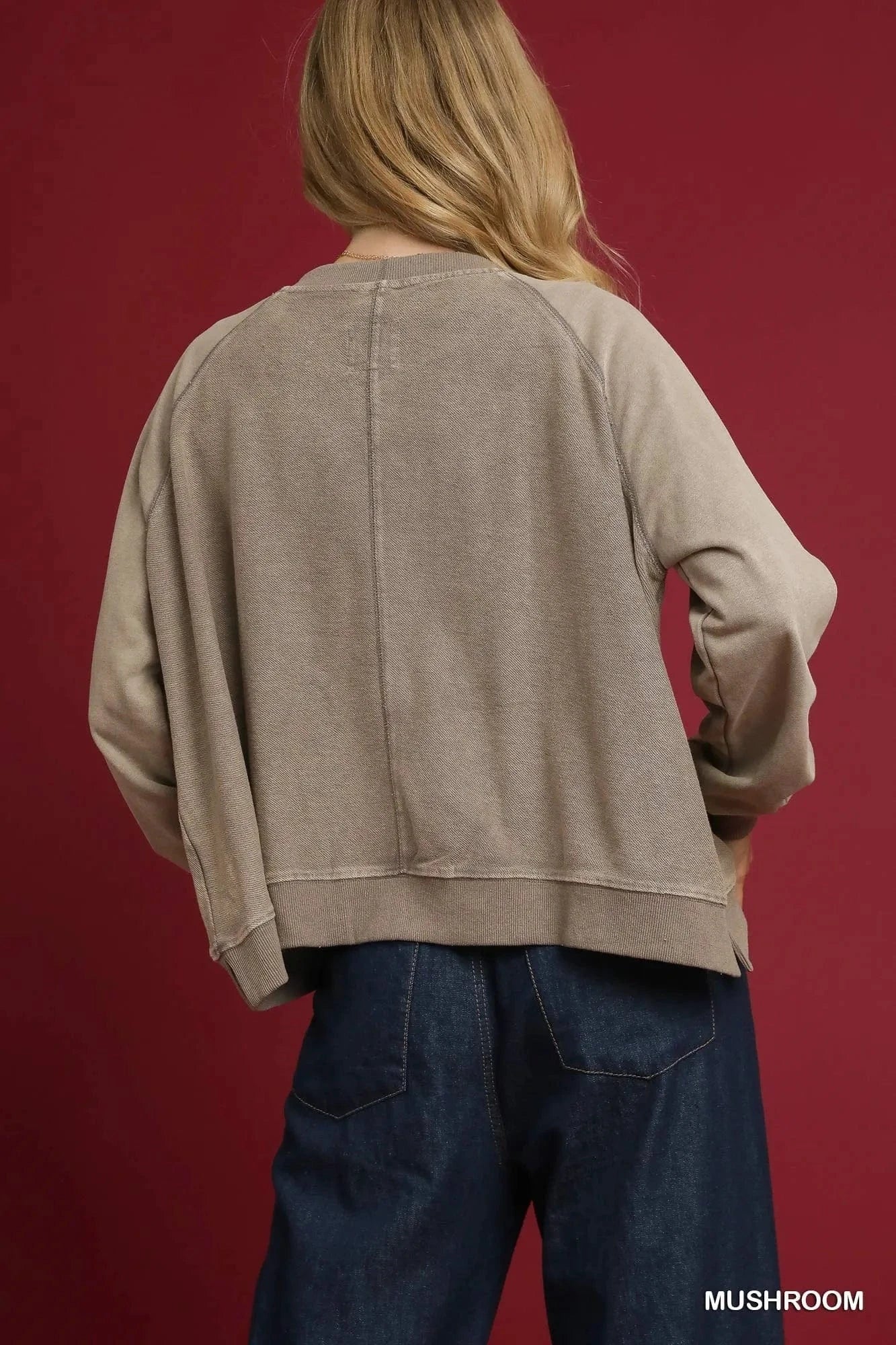 Umgee Mineral Wash French Terry Sweatshirt - ShalayeFashion